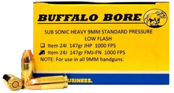 86242 Buffalo Bore Ammo 24J/20 9mm Subsonic FMJ-FN 147GR 20Box/12Case