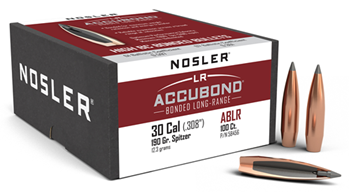 88190 Nosler 58456 AccuBond Long Range 30 Cal .308 190 gr Spitzer Point 100 Per Box