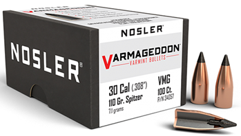 88200 Nosler 34057 Varmageddon  30 Cal .308 110 gr Flat Base Tipped (FBT) 100 Per Box