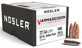 88210 Nosler 36522 Varmageddon  .22 Cal .224 62 gr Flat Base Hollow Point (FBHP) 250 P