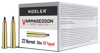 88222 Nosler 41132 Varmageddon  22 Hornet 35 gr Flat Base Tipped (FBT) 50 Bx/ 10 Cs