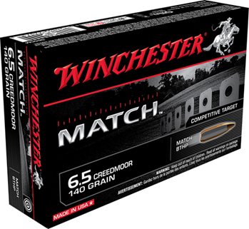Winchester Ammu 90914 Winchester Ammo S65CM Match 6.5 Creedmoor 140 GR Hollow Point Boat Tail 20 Bx/ 1