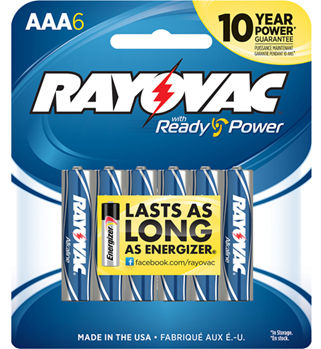 Rayovac/spectru 91839 Rayovac 824-6F AAA Alkaline AAA 1.5V Alkaline Stick 6