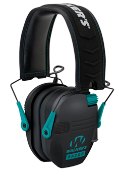 Gsm Outdoors 9585 Walker's GWPRSEMTL Razor Slim Electronic Muff Polymer 23 dB Over the Head Black