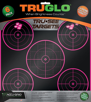 Truglo 95886 TruGlo TG11P6 Tru-See  Self-Adhesive Heavy Paper Universal Black/Pink 5-Bullseye