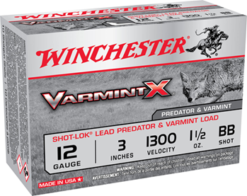 Winchester Ammu 9603 Winchester Ammo X123VBB Varmint X Shot-Lok 12 Gauge 3" 1 1/2 oz BB Shot 10 Bx/ 1