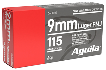 96079 Aguila 1E097704 Pistol  9mm Luger 115 gr Full Metal Jacket (FMJ) 50 Bx/ 20 Cs