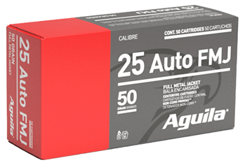 96081 Aguila 1E252110 Pistol  25 ACP 50 gr Full Metal Jacket (FMJ) 50 Bx/ 20 Cs
