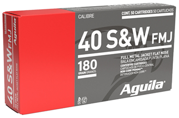 96100 Aguila 1E402110 Pistol  40 S&W 180 gr Full Metal Jacket Flat Nose 50 Bx/ 20 Cs