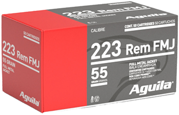 96109 Aguila 1E223110 Rifle  223 Rem 55 gr Full Metal Jacket (FMJ) 50 Bx/ 20 Cs