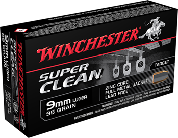 Winchester Ammu 9618 Winchester Ammo W9MMLF Super Clean  9mm Luger 90 gr Lead Free Full Metal Jacket