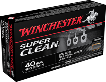 Winchester Ammu 9619 Winchester Ammo W40SWLF Super Clean  40 S&W 120 gr Lead Free Full Metal Jacket 5