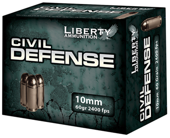 98421 Liberty Ammunition LACD10032 Civil Defense  10mm Auto 60 gr Hollow Point (HP) 20