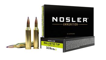 98592 Nosler 40050 Ballistic Tip  243 Win 90 gr Ballistic Tip 20 Bx/10 Cs