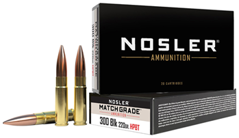 98603 Nosler 51275 Match Grade 300 AAC Blackout 220 GR Custom Competition 20 Bx/ 10 Cs