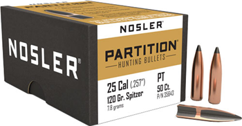 Nosler 35643 NOSLER BULLETS 25 CAL .257 120GR PARTITION 50CT